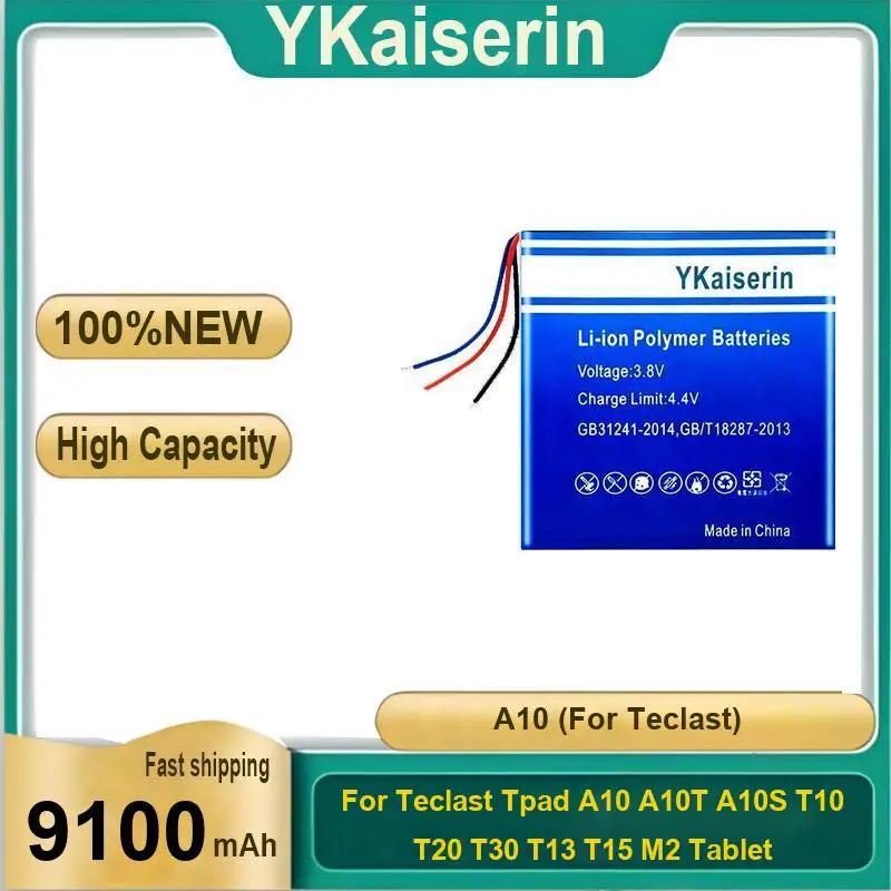 High-Performance For Teclast Tpad A10 A10T A10S T10 T20 T30 T13 T15 M2 Tablet 9100Mah Laptop Battery