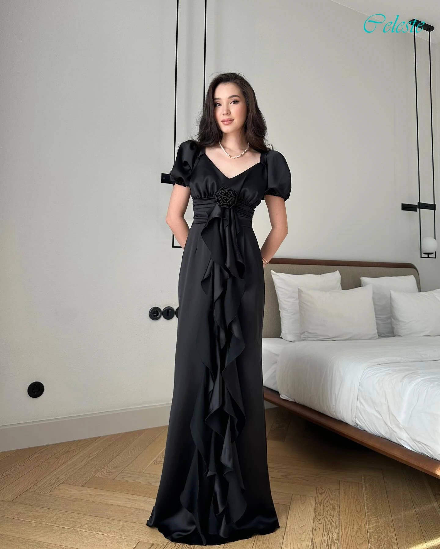 Customized Straight V-Neck Elegant Formal Evening Dress and Fashion Temperament Celebrity Gowns Modern High Quality Party Dress