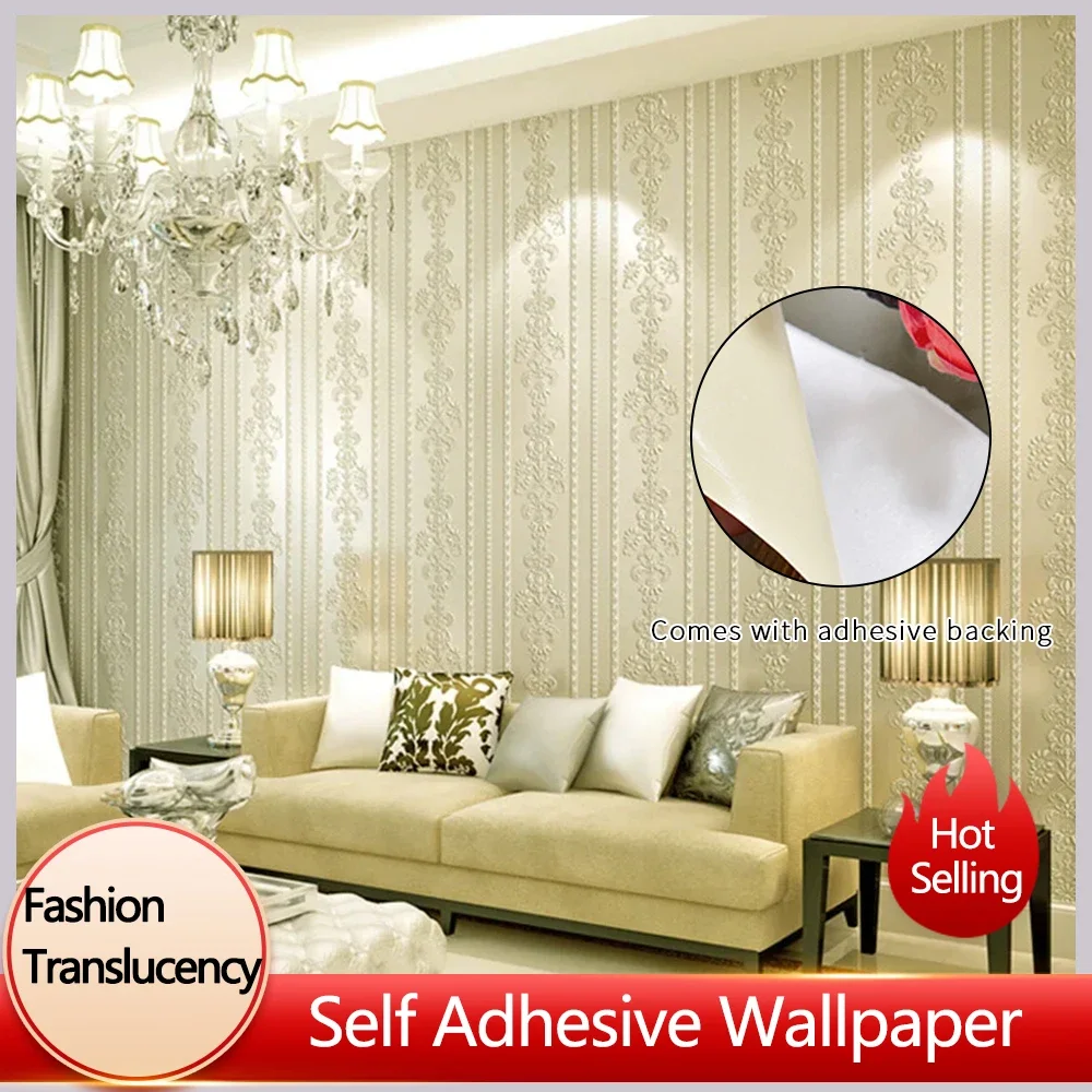 Modern Non-woven Fabric Vertical Stripe Self Adhesive Wallpaper 3D Bedroom Living Room Home Decoration Wallpapers Self Adhesive