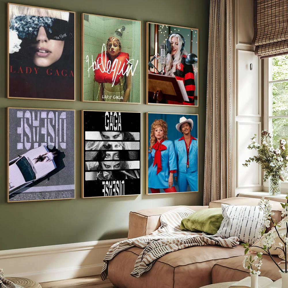 Singer L-Lady G-Gaga Harlequin Poster Fashion Hot Music Art Wall Painting Stickers Decor Aesthetic Indoor Home Bar Coffee House