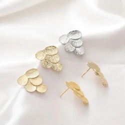 4PCS 14k Gold Plated leaf shape silver needle DIY  Earrings Making Charms Brass Jewelry Findings Supplies Components accessories