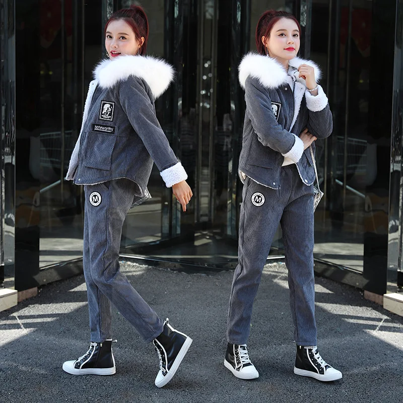 Winter Thick Fleece Women Tracksuit Sport Suit Thermal Loose Zip Up Hoodie Jacket+pant Running Jogger Fitness Workout Casual Set