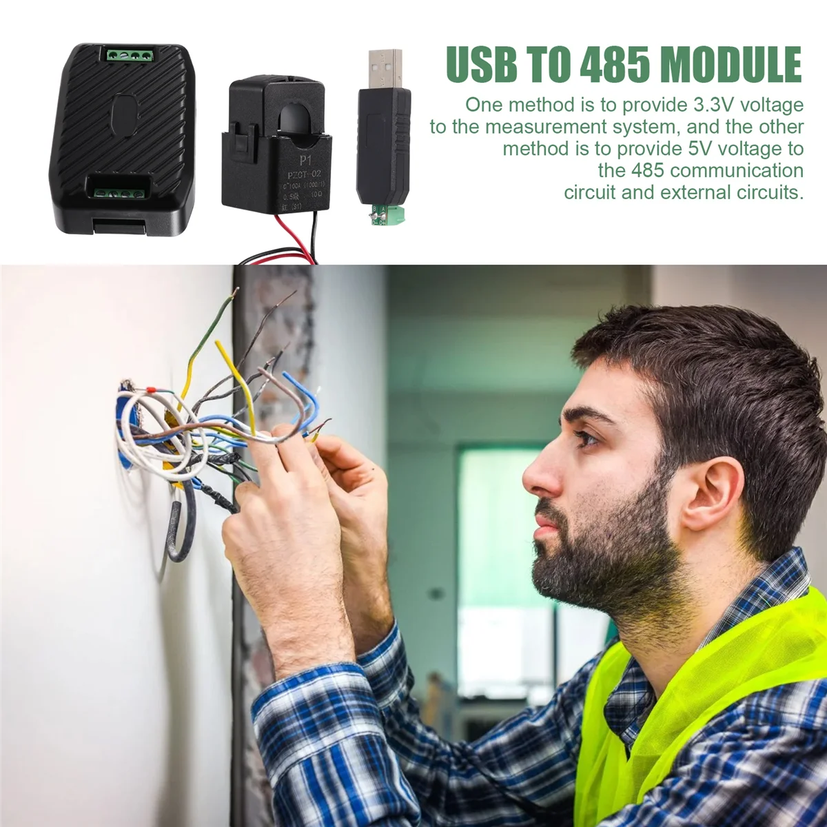 

AC Single Phase Watt Energy Meter RS485 Modbus 220V 100A Voltage Current Frequency Power Factor Kwh Meter with Split CT&USB