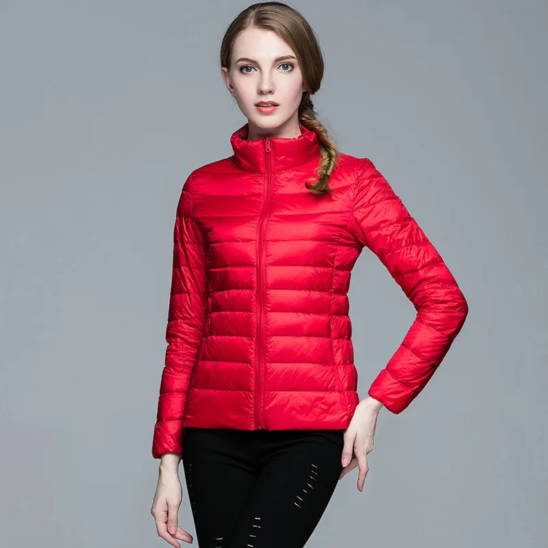 Frauen Neue Winter Mantel Licht Unten Jacke Weiße Ente Unten Jacke Langarm Warme Mantel Parka Weibliche Feste Tragbare Oberbekleidung