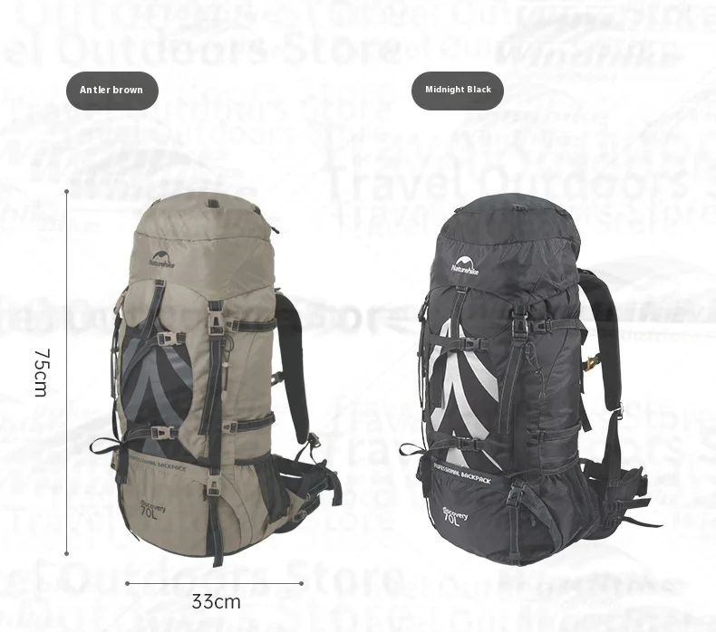 Naturehike 70+5L Camping Rucksack Wandern Große Kapazität Rucksack Ultraleichte Reisetasche W/Aluminium Legierung Rahmen Wasserdichte Abdeckung – Detail 18