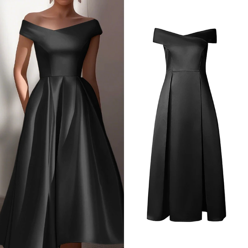 ZANZEA Damen-Abendkleider aus Satin, sexy, schulterfrei, figurbetont, einfarbig, Midikleid, Sommer, elegante Cocktail-Roben für Damen