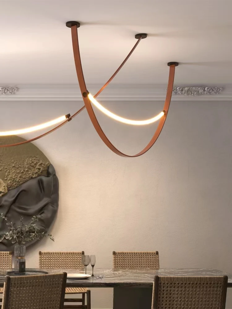 Japanese Restaurant Creative Loft Belt Chandelier Simple Duplex Building Space Designer Model Room