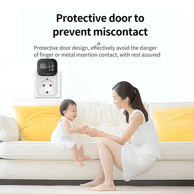 1 PCS Reptile Thermostat Timer Switch Plug With Sensor For Home, Greenhouse Aquaculture EU Plug