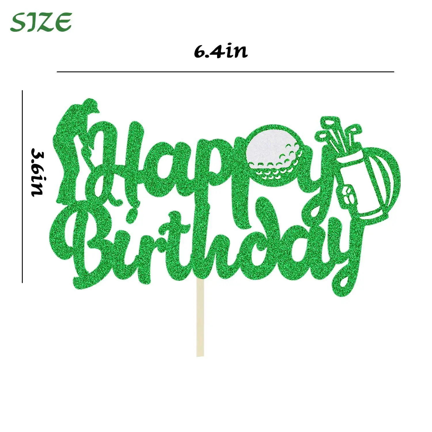 Green Black Golf Happy Birthday Cake Topper Flag Wedding Kids Boys Party Cake DIY Baking Cupcake Toppers Decoration Baby Shower