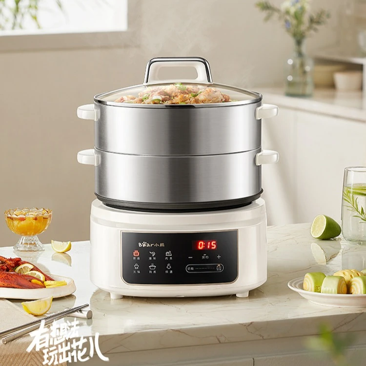 Split Electric Steamer Stainless Steel 3 Layer Large Capacity Multi Functional Steaming Pot Cooking