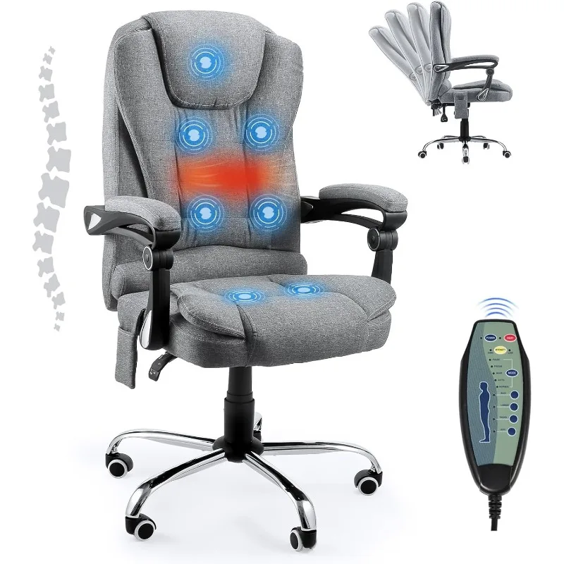 Office Chair with Heated Massage, Comfortable Ergonomic Executive Chair with Lumbar Support, Adjustable 6-point Vibration