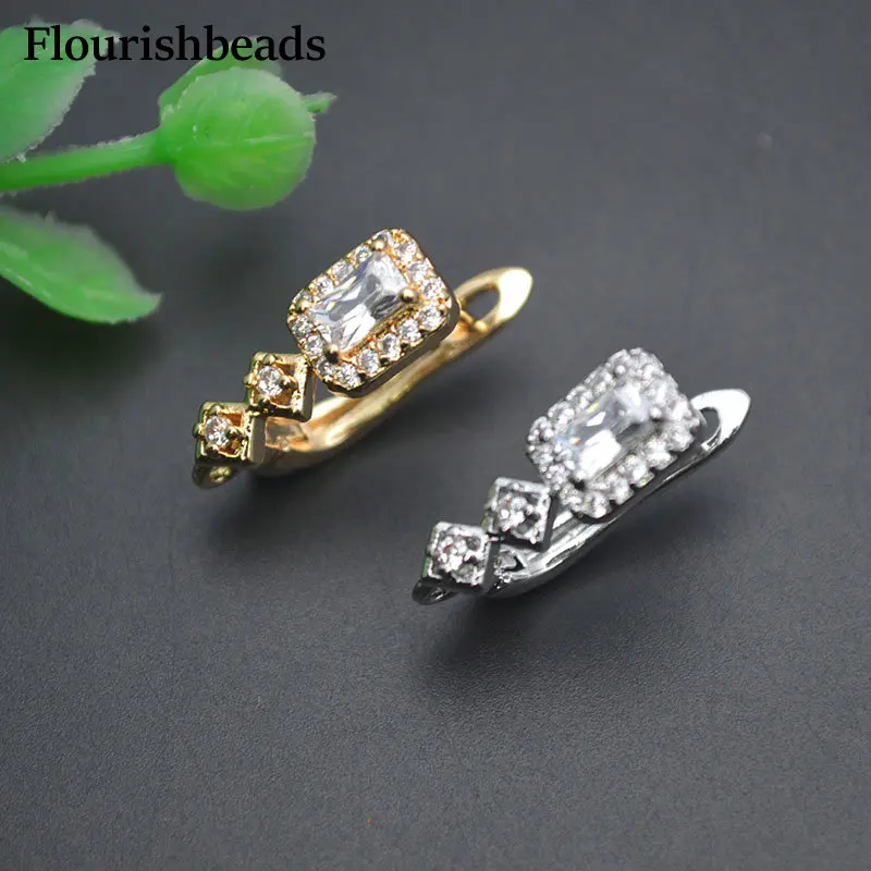 New Design Anti-fading Big Size CZ Multi-rows Luxurious Earring Hook Clasps Jewelry Findings for Woman Jewelry Making 15pr/lot