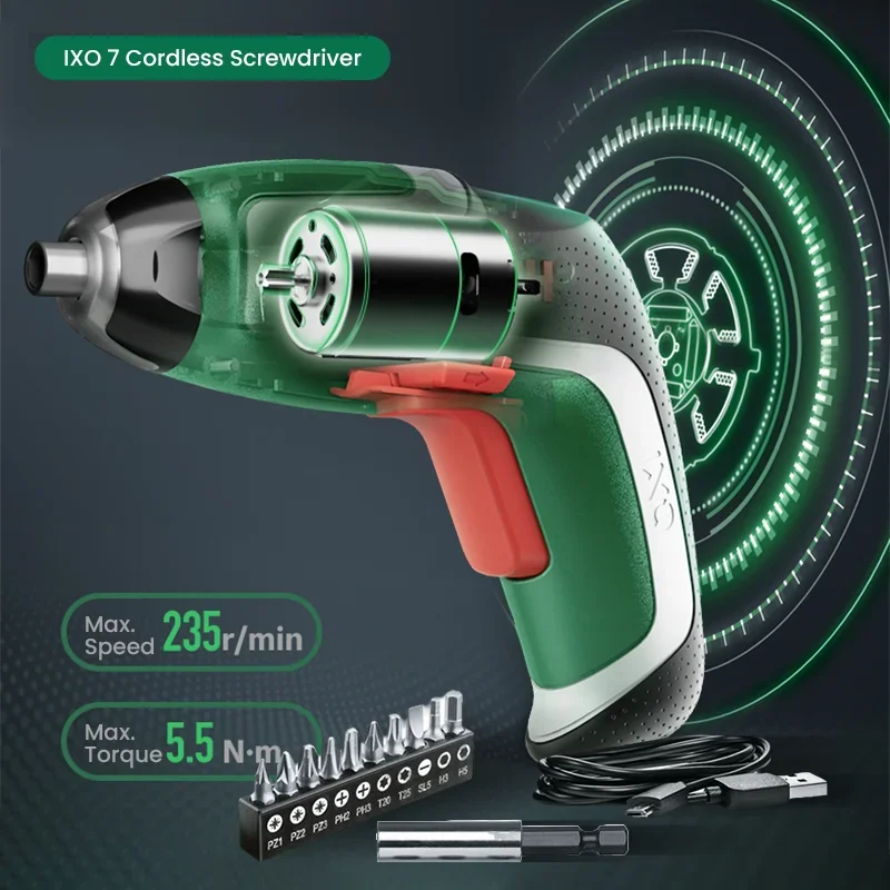 Bosch Ixo 7 Cordless Electric Screwdriver Cutter Adapter Set 3.6V 5.5 Nm 360° Light Rechargeable Cordless Screwdriver Original