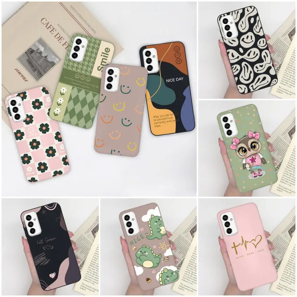 For Samsung Galaxy F13 Fashion Case Smiling Face Cute Dinosaur Soft Silicone Bumper For Samsung GalaxyF13 Protective Phone Bags