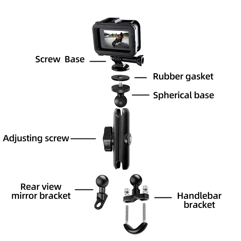 360° Motorcycle Handlebar Mount Aluminum Holder Bike Bracket For GoPro Hero 12 11 10 9 8 Insta360 Osmo Action Camera Accessories