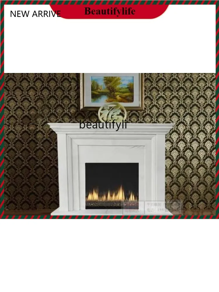 

KK32 Natural marble fireplace custom American stone decorative cabinet simple stone carving ornament