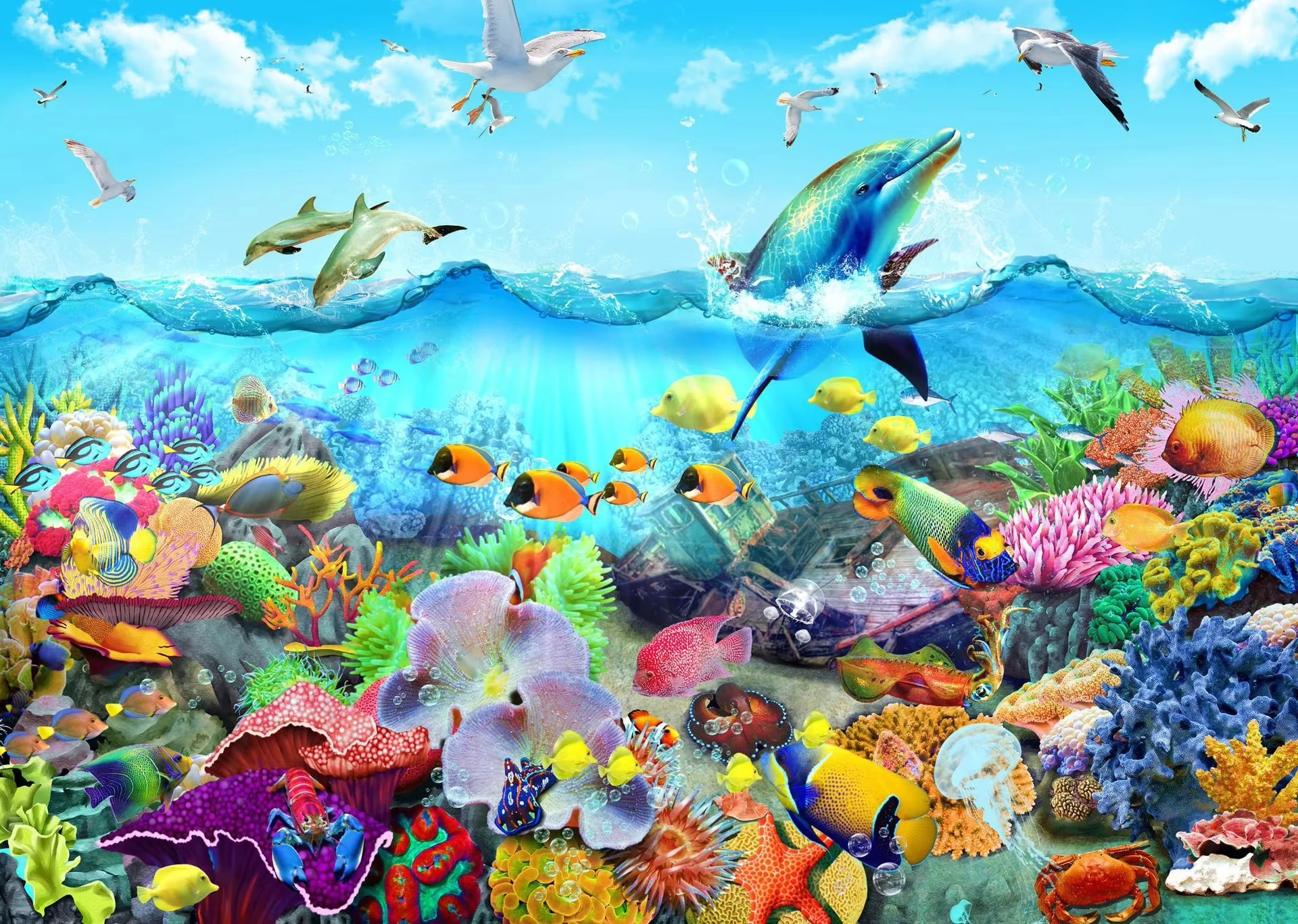 

Underwater World 500/1000/1200/2000 PCS Jigsaw Puzzles Family Activity Games for Gameroom Bedroom Gifts