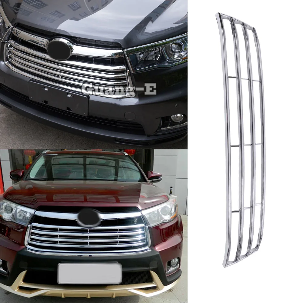Car Body Cover Detector ABS Chrome Trim Front Up Grid Grill Grille Frame Hoods 1pcs For Toyota Highlander 2015 2016 2017