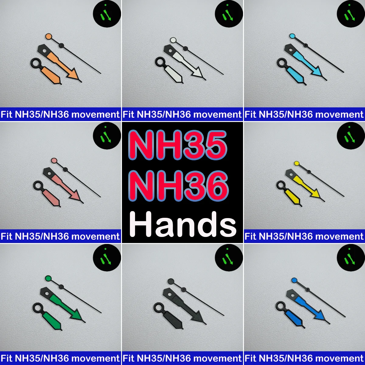 NH35 Hands Black/Green/Blue/Red C3 Strong Green Luminous Hands Suitable For NH35 NH36 Movement Watch Accessories