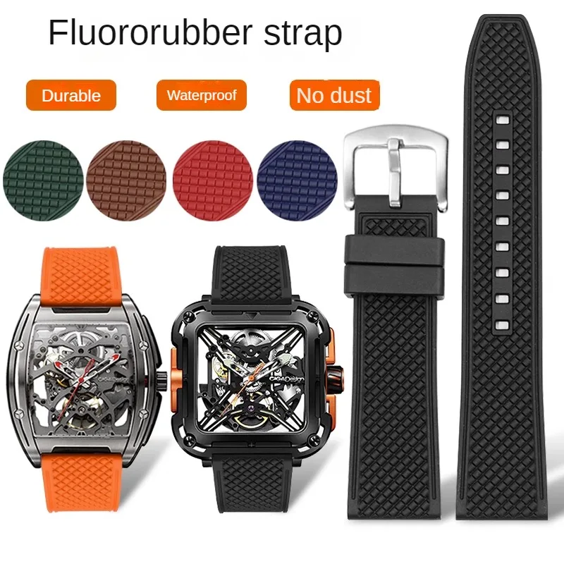 

Substitute X Z Wine Barrel/Edge/Heart Of The Ocean/Seamaster 300 Series Flat Straight Interface Fluororubber Watch Strap 20/22mm