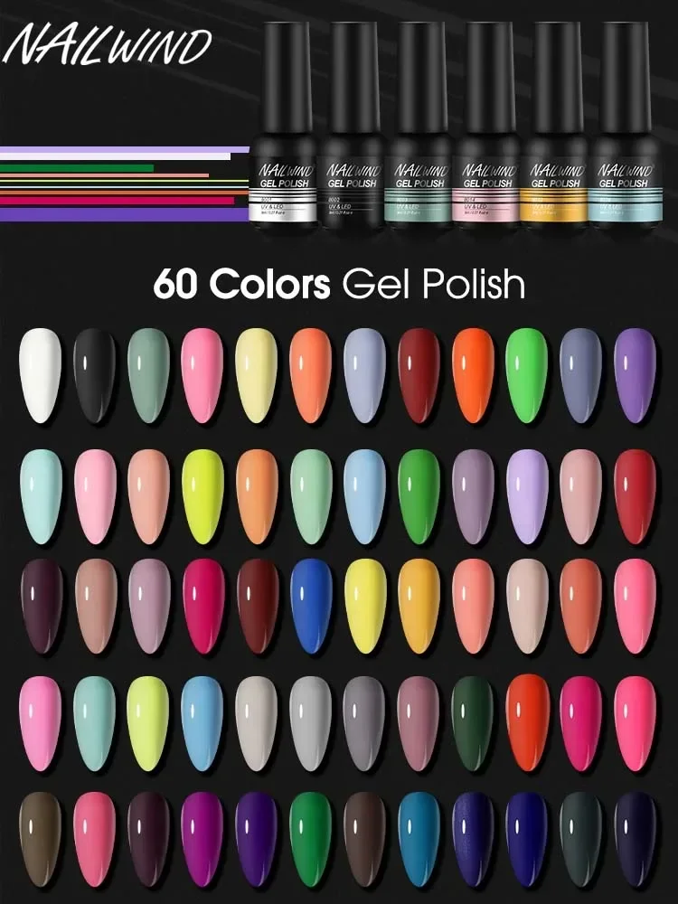 NailWind Gel Nail Polish Varnishes Soak Off Hybrid Nail Polish Semi Permanent UV LED Hybrid Varnish Gel 8ml /15ml