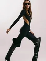 CNYISHE See Through High Waist Streetwear Jumpsuits Female Overalls O-neck Long Sleeve Skinny Rompers Women Jumpsuits Sexy Tops - Image 2