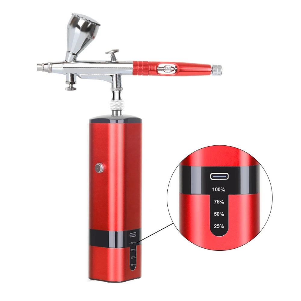 Auto Start Stop Rechargeable Mini Airbrush With Pocket Compressor 1.2M Hose Easy Use Private Label Pneumatic Tool