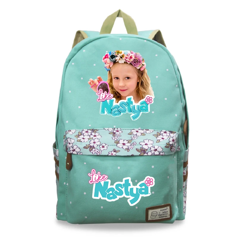 Mochila escolar de lona para meninas, como estampas Nastya, saco de livro, mochilas para notebook, moda de boa qualidade