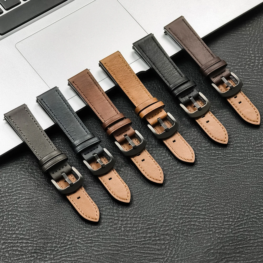 Quick Release Watch Band for Men Women 20mm 22mm Universal Leather Bracelets Watchband Leather Watch Strap Replacement Belt