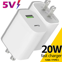 5V USB C Wall Charger Block 20W Dual Port PD Power Type C Charging Plug For iPhone iPad Samsung Galaxy Xiaomi Fast Charger