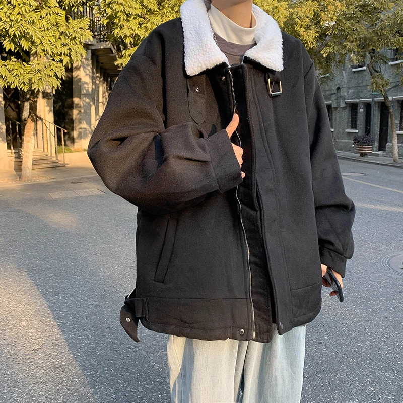 Short Style Parkas Men Streetwear Outwear Japanese Ins Fashion Cropped Winter Warm Handsome Solid Simple Casual All-match Daily