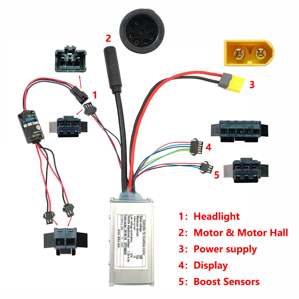 ไฟฟ้าจักรยานBrushless Motor Controller LSW1482-20F 36V 15A Speed Controllerสําหรับสกู๊ตเตอร์ไฟฟ้าMTB Ebikeอุปกรณ์เสริม