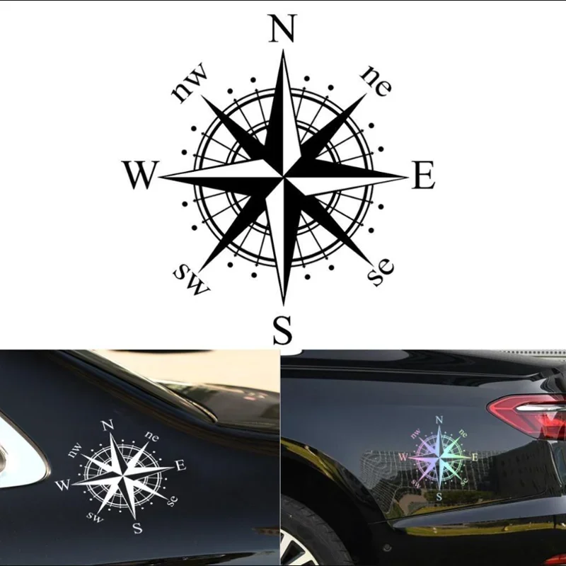 

Car Sticker Personality Compass PVC Car Decoration Sticker Creative Cover Scratch Black/White Car Decoration Accessories