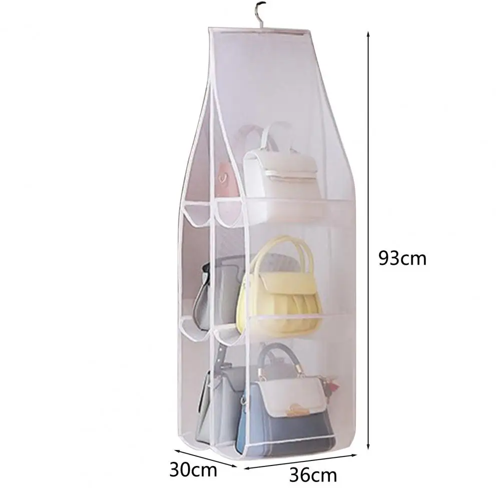 Handbag Holder Dustproof Clear Hook Design Handbag Organizer 6/8 Pockets Hanging Purse  Household Supplies