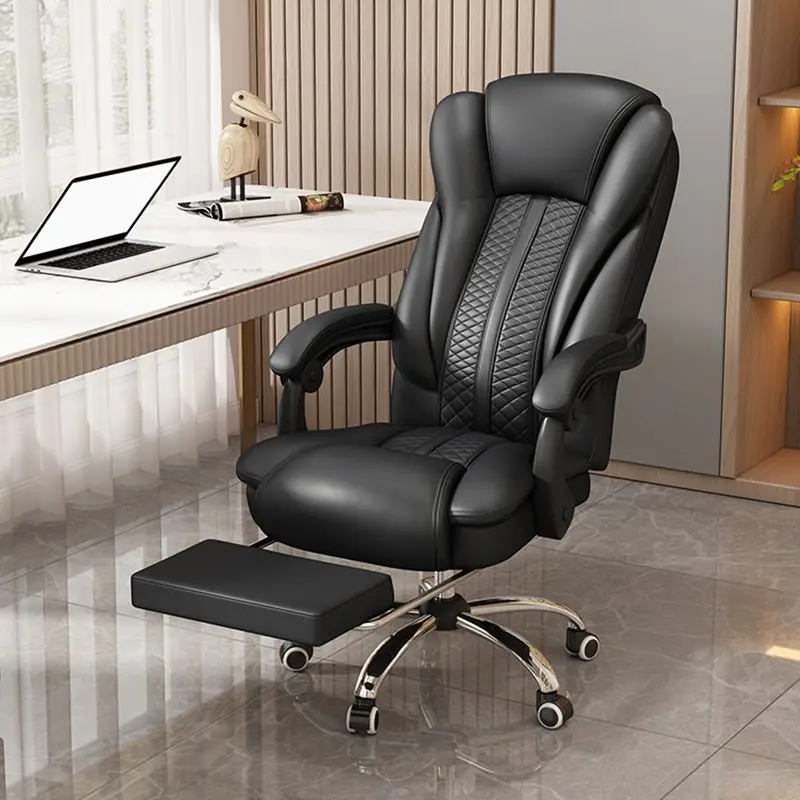 ブラックアップグレードオフィスチェアアームレスト調節可能なデザイナー特大オフィスチェア快適な新羅デエスクリトリオ家具ホーム