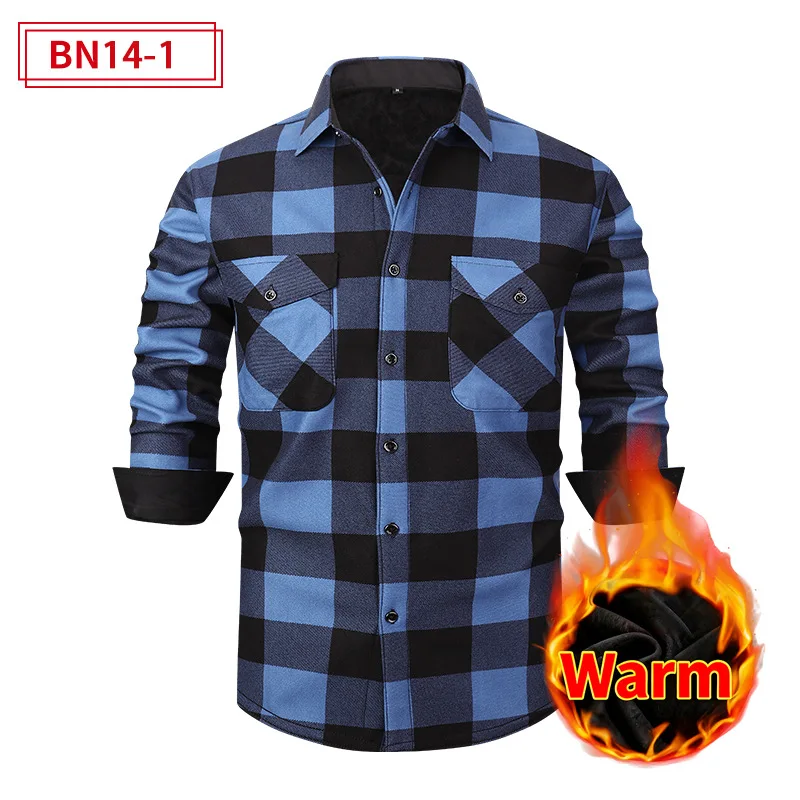 

Новая повседневная мужская теплая рубашка плюс бархатная и утолщенная фланелевая клетчатая рубашка