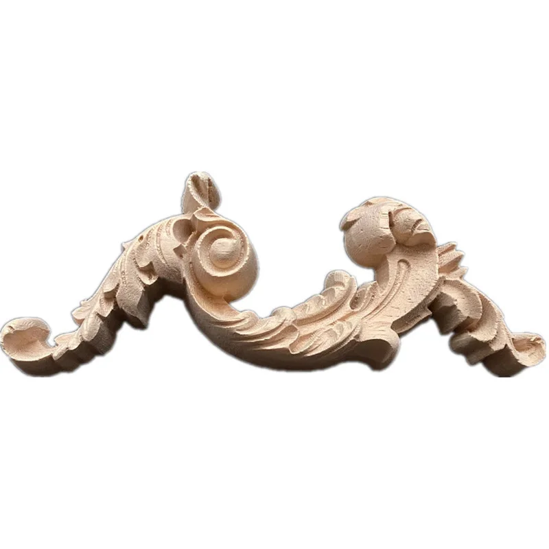 

16cm Rubber Wood Carved Onlay Applique Unpainted Furniture for Vintage Home Decor Door Cabinet Decoration Color Figurine DIY