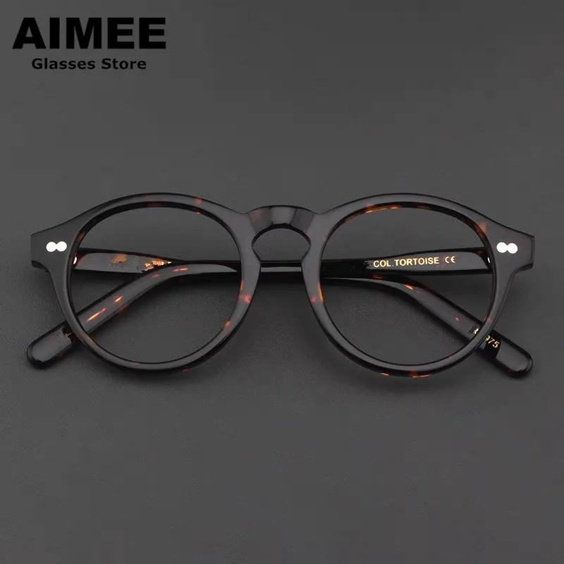 Aimee Brand Designer Hand-Made Vintage Round Acetate Glasses Frame Men Women Luxury Eyeglasses Frames Gafas 2024 New Korean