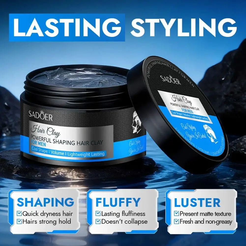 Hair Wax Clay Sea Salt Styling Mud Cream for Men, Long-Lasting Strong Hold Matte Volumizing Thickening Low Shine Modeling Paste