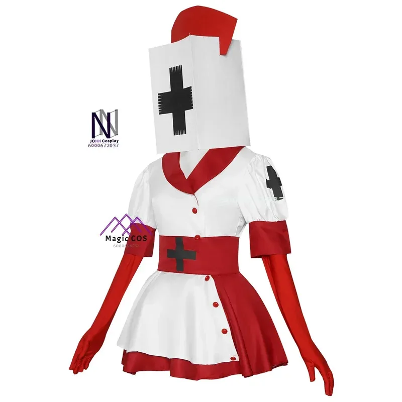 Reaper Nurse Cosplay Costume From Darrk Deceptiionn Sexy Dress with Mask Gloves Belt Headgear Halloween Roleplay Suit for Women