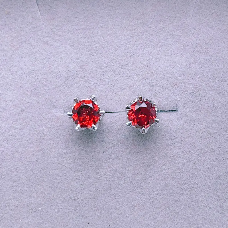 

Round Cut Shape Earrings 5mm Natural Garnet Stud Earrings 925 Silver Gemstone Jewelry Allergy Free with Certificate