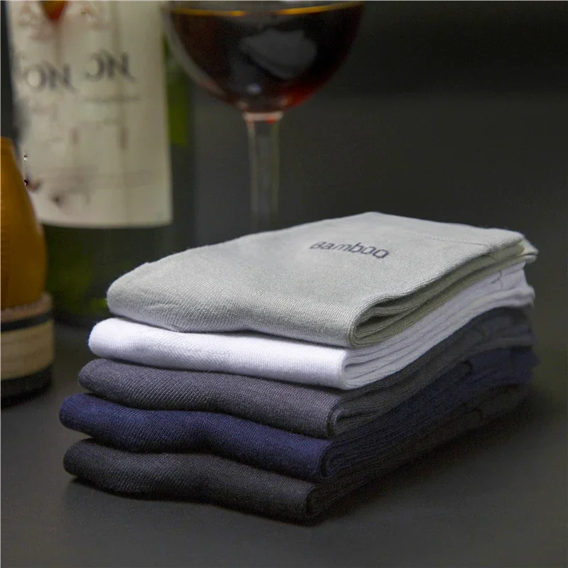 

10 Pairs/Lot Men's Antibacterial Bamboo Crew Socks | Ultra-Soft Breathable | All-Season Casual Business | Premium Gift Set