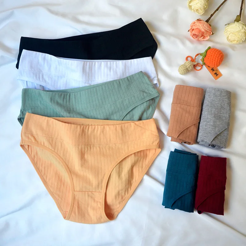 2Pcs/Set Cotton Panties Women Low Rise Underwear Solid Color Comfort Breathable Briefs Sexy Lingerire M-XL Seamless Intimates