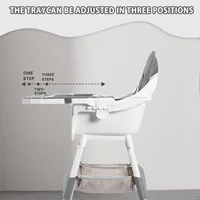 Baby High Chair, Portable Baby Dining Chairs Eat & Play Convertible High Chair with Double-Layer Dinner Plate and Toy Rack 3