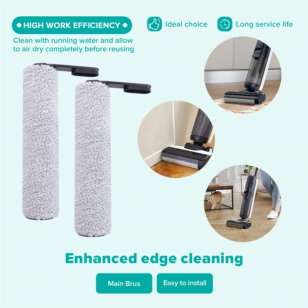 Tineco Floor One S5 무선 습식 및 건식 진공 청소기용 M17K 롤러 브러시 및 진공 청소기 필터