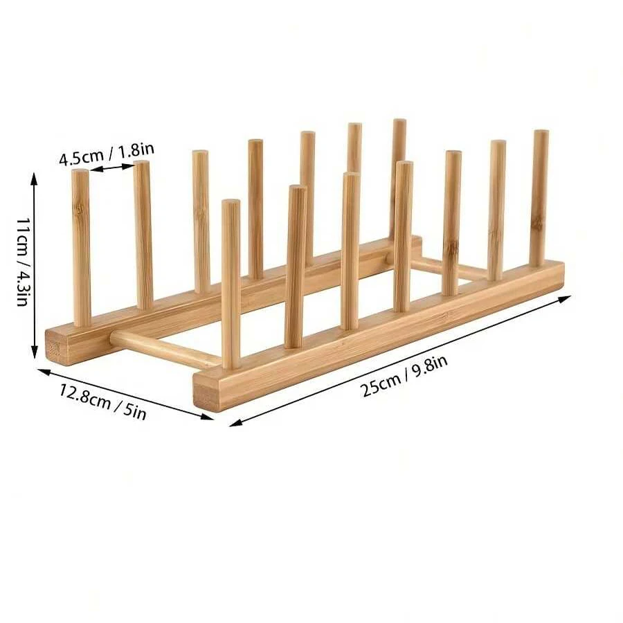 1/2 stücke Bambus Dish Platte Schüssel Tasse Buch Topf Deckel Schneiden Bord Trocknen Rack Stehen Abtropffläche Lagerung Halter Organizer küche – Detail 6