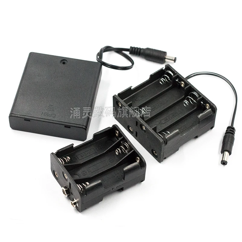 5 # battery box 12V AA 2/3/4/6/8 section side by side with 9V buckle dual long strip holder