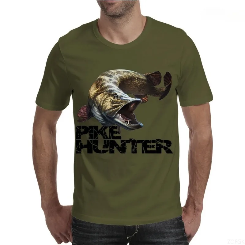 الصيف الرجعية الترفيه الرياضة في الهواء الطلق الصيد قصيرة الأكمام الرجال والنساء جولة الرقبة الأزياء