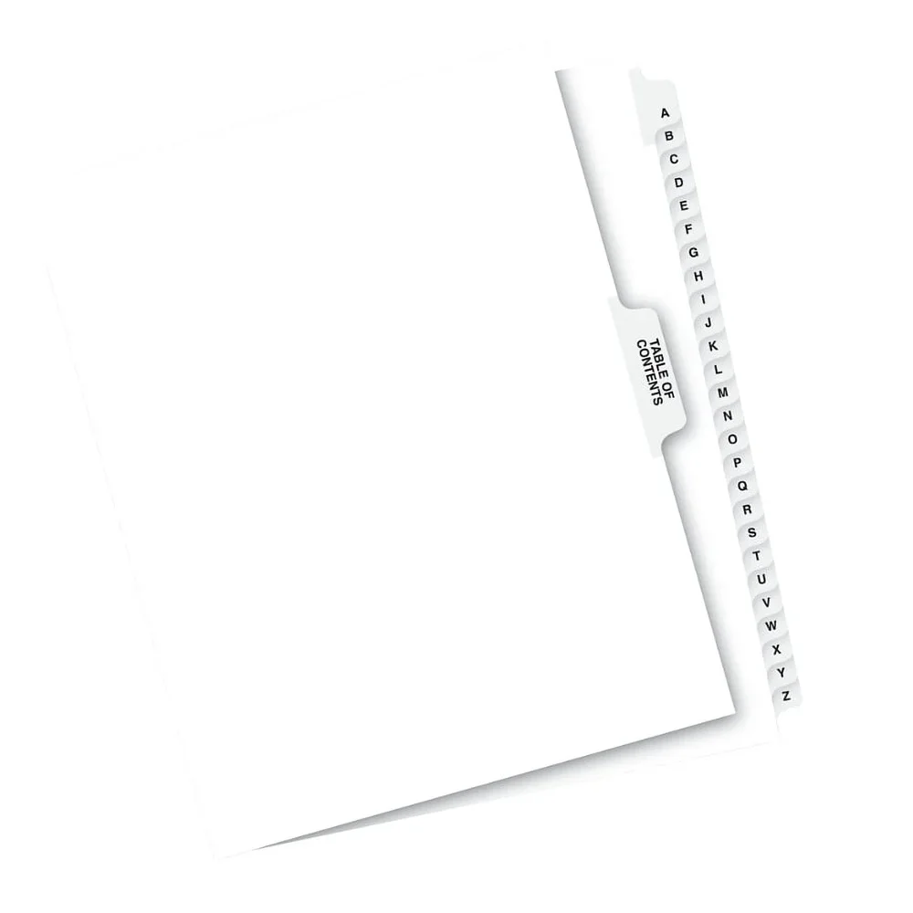 Premium Legal Dividers A-Z Tab Set with Table of Contents Unpunched Binding Rip Proof Reinforced Tabs Document Organization