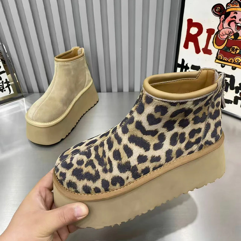 

2026 Winer Trend Women Ankle Boots Flats Platform Shoes Fashion Sneaker Sport Zip Short Boots Walking Casual Shoes Mujer Botas